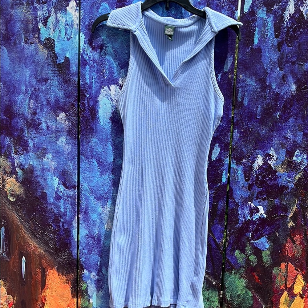 Sleeveless Blue Ribbed Women's Top